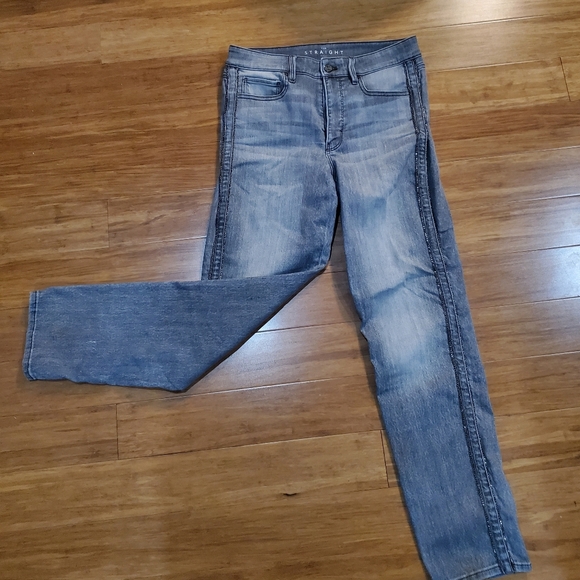 WHBM White House Black Market Grey Rhinestone Straight Jeans Size 30 - Picture 5 of 12